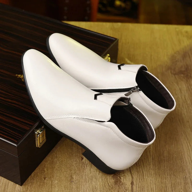 Bottines effet cuir à zip latéral