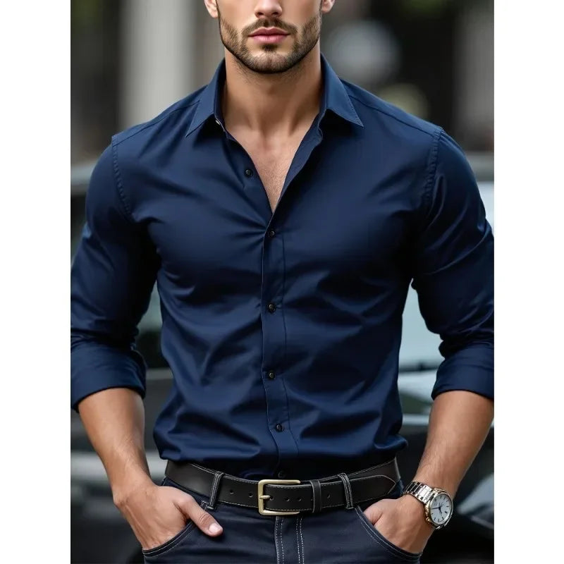 Chemise unie à manches longues