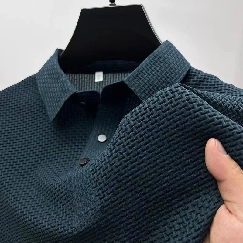 Polo texturé à col boutonné