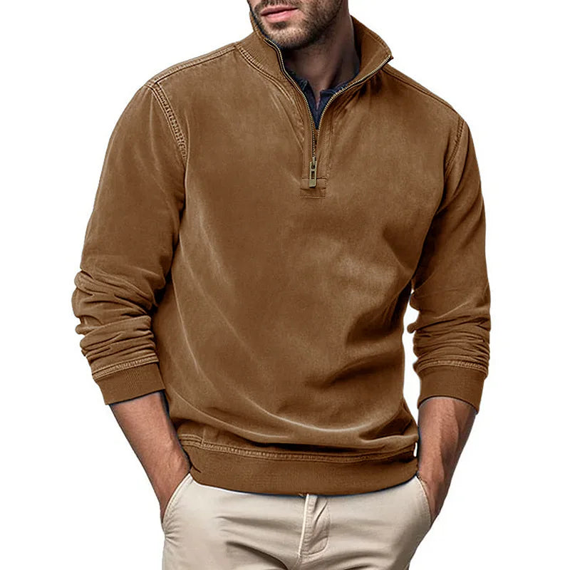 Pull col montant demi-zip maille épaisse