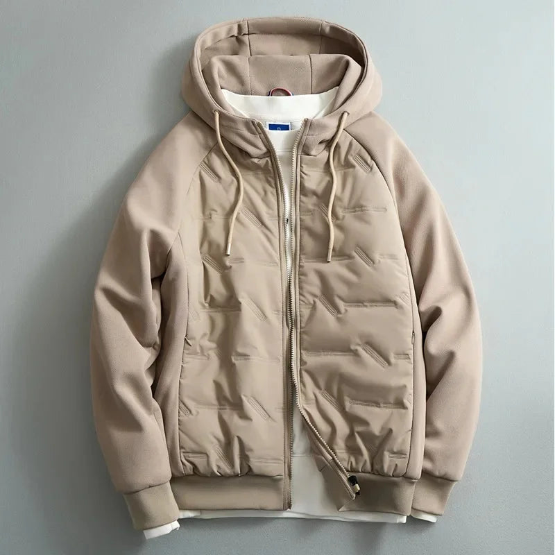 Veste hybride zippée à capuche matelassée