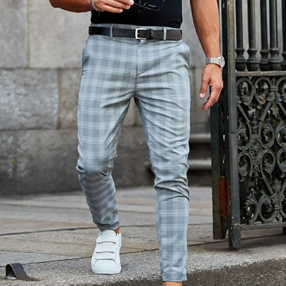 Pantalon décontracté à carreaux coupe confortable motif classique homme – Cahors
