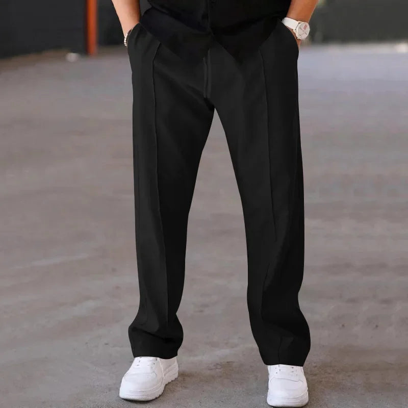 Pantalon coupe relax taille à cordon tissu lisse homme – Bourgueil