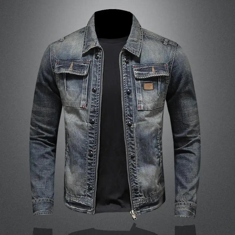 Veste en jean délavé zippée