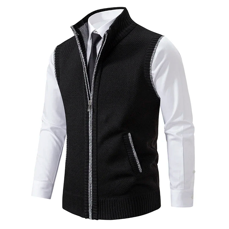 Gilet sans manches en maille zippé