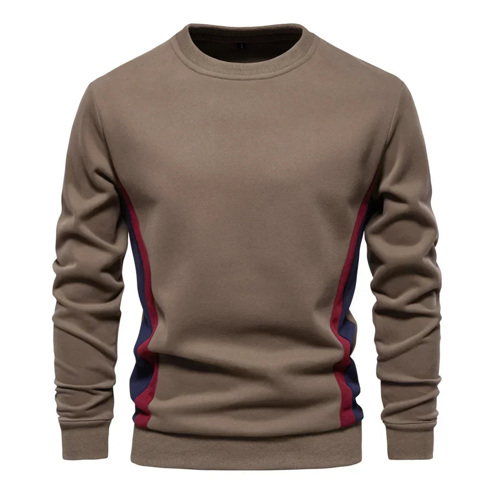 Pull col rond bandes latérales contrastées