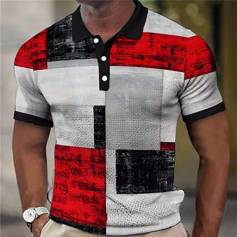 Polo à carreaux colorés col boutonné