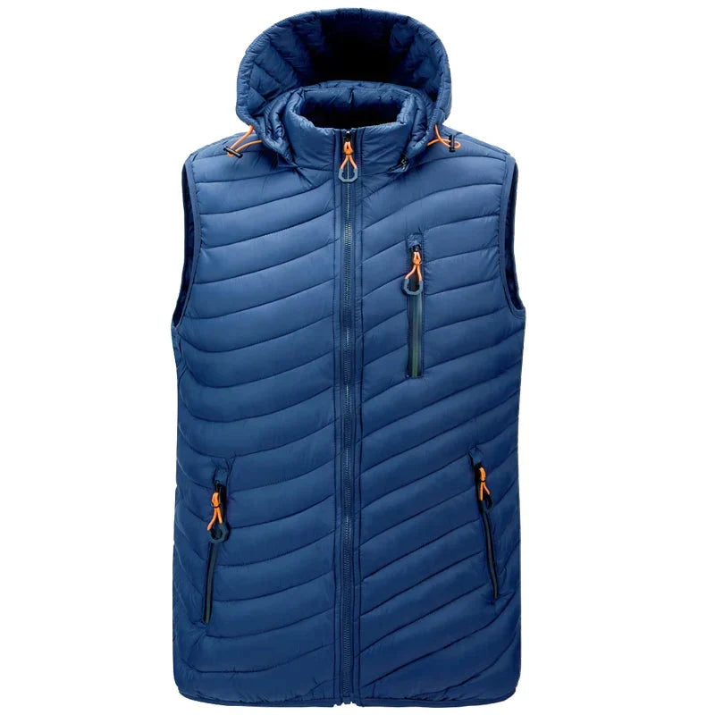 Gilet rembourré sans manches à capuche