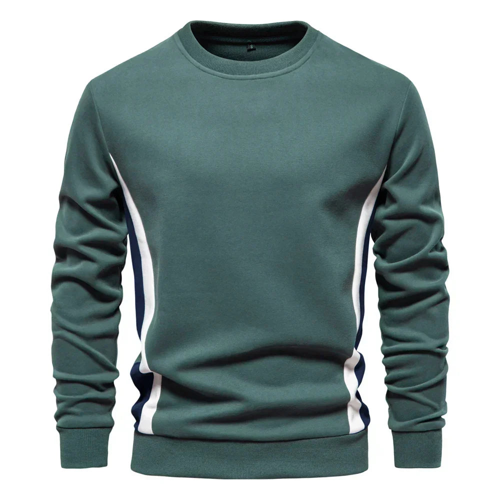 Pull col rond bandes latérales contrastées