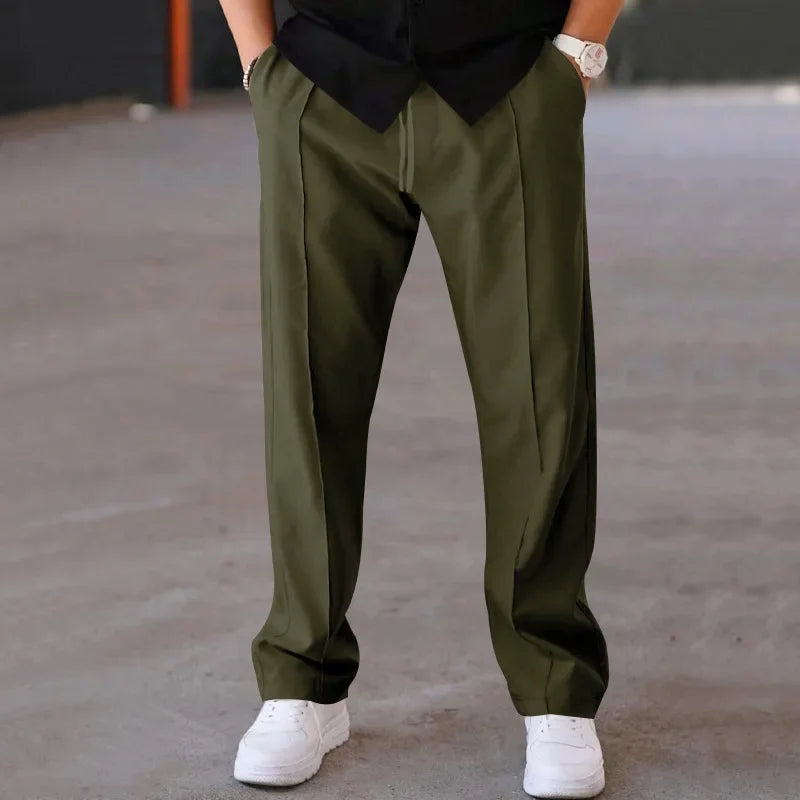 Pantalon coupe relax taille à cordon tissu lisse homme – Bourgueil