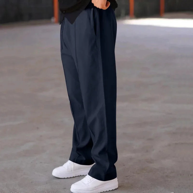 Pantalon coupe relax taille à cordon tissu lisse homme – Bourgueil