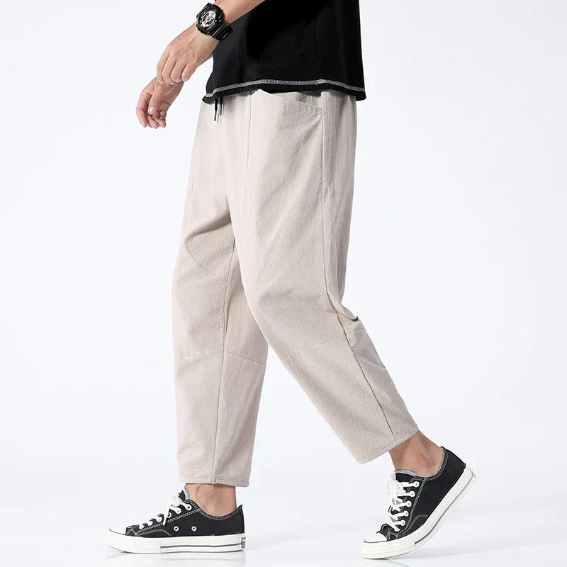 Pantalon en coton et lin coupe droite au chic discret homme – Correns