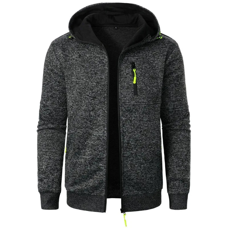 Veste polaire zippée à capuche chinée