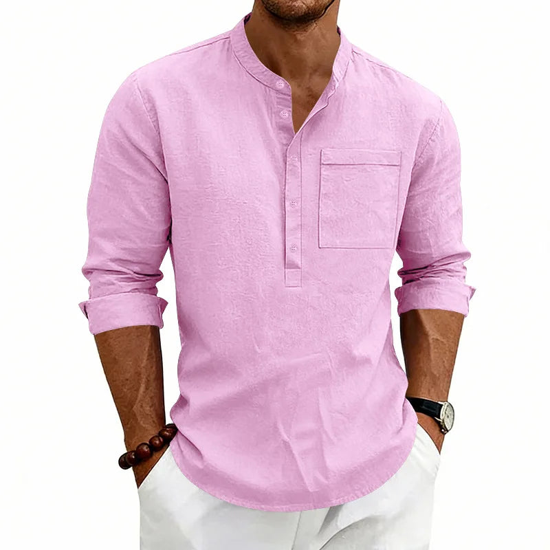Chemise d'été col ouvert poche poitrine