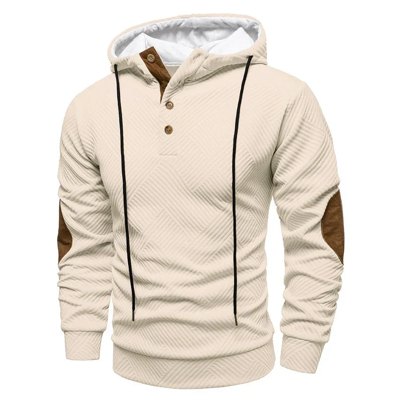 Pull à capuche texturé coudières aspect daim