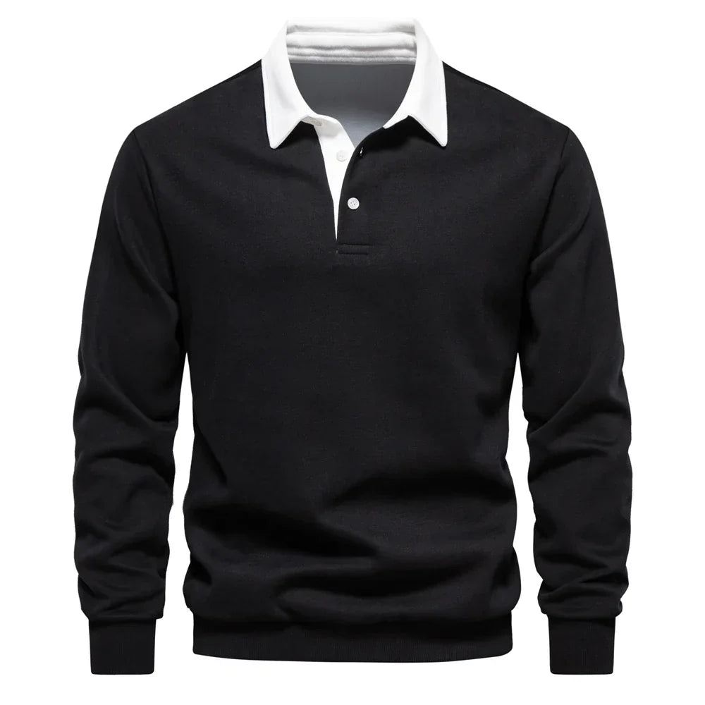Sweat polo à col blanc contrasté