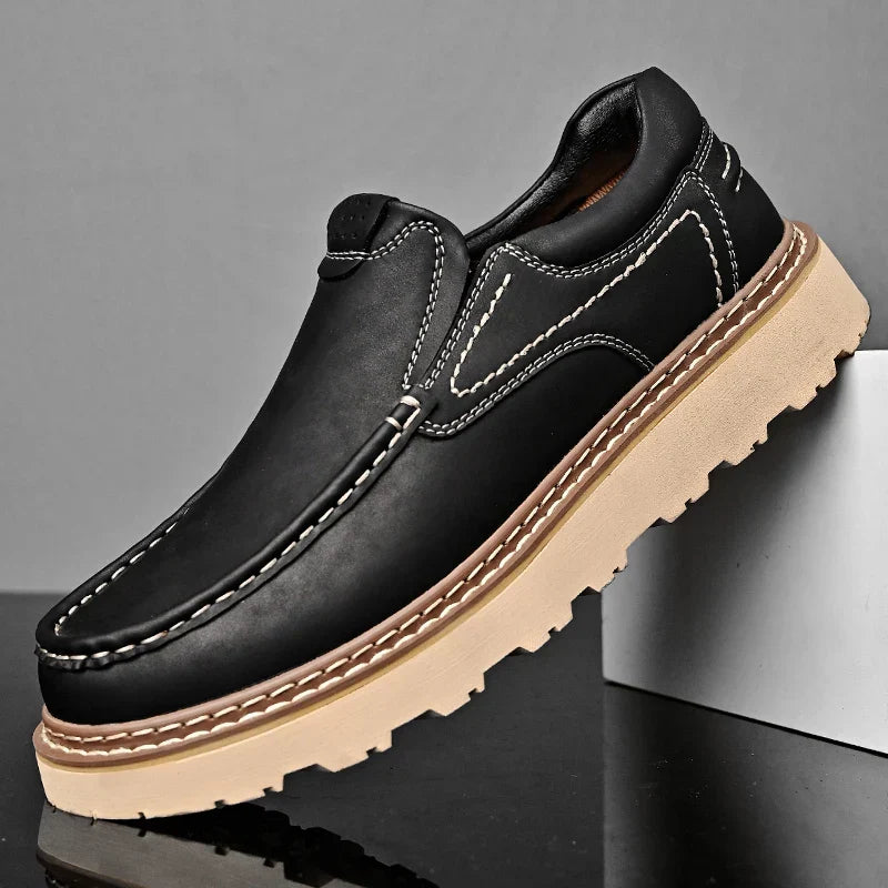 Mocassins effet cuir à coutures apparentes