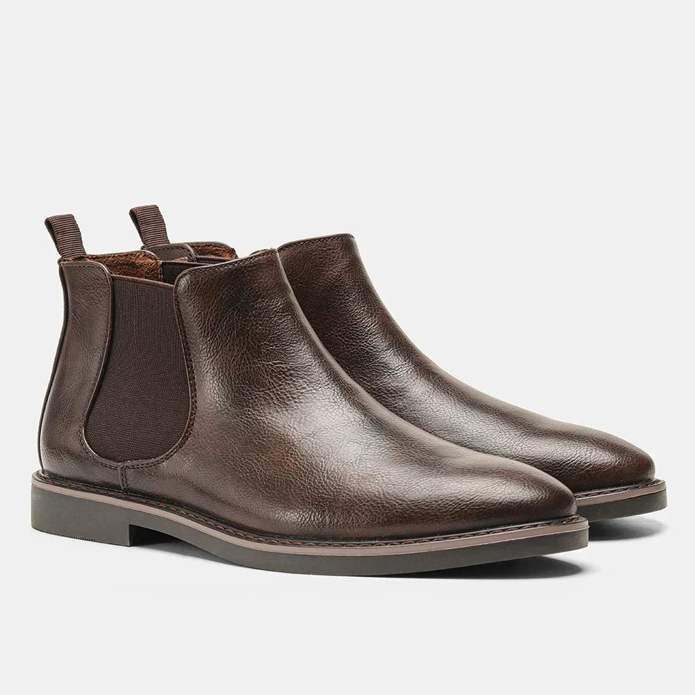 Bottines chelsea aspect cuir patiné