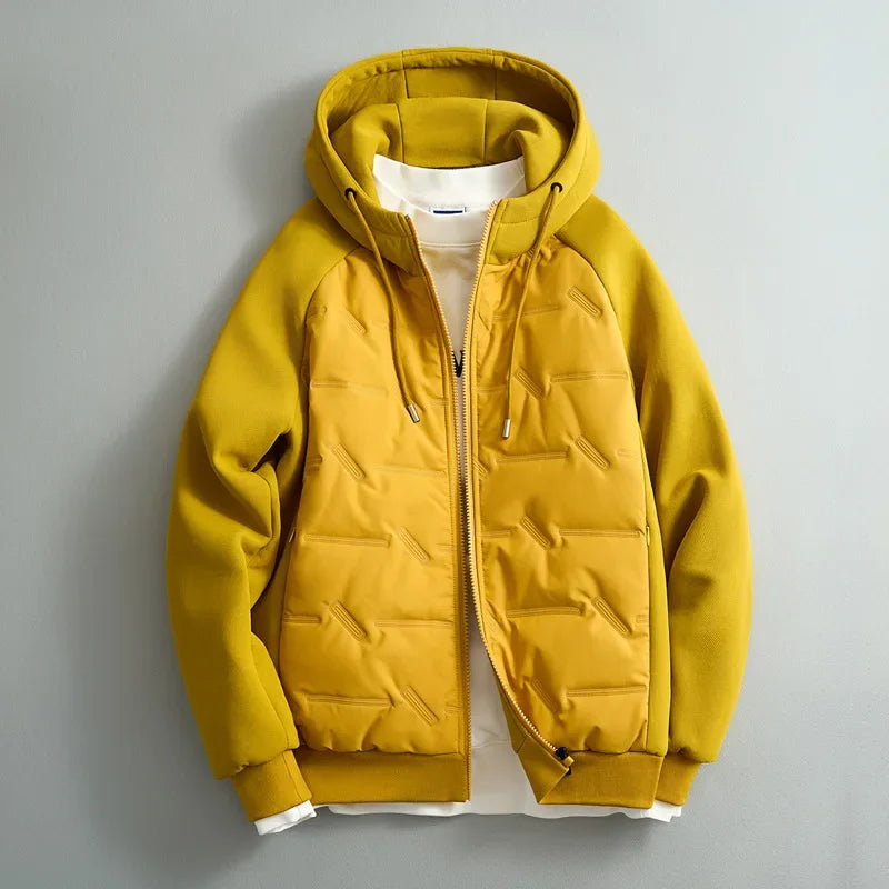Veste hybride zippée à capuche matelassée