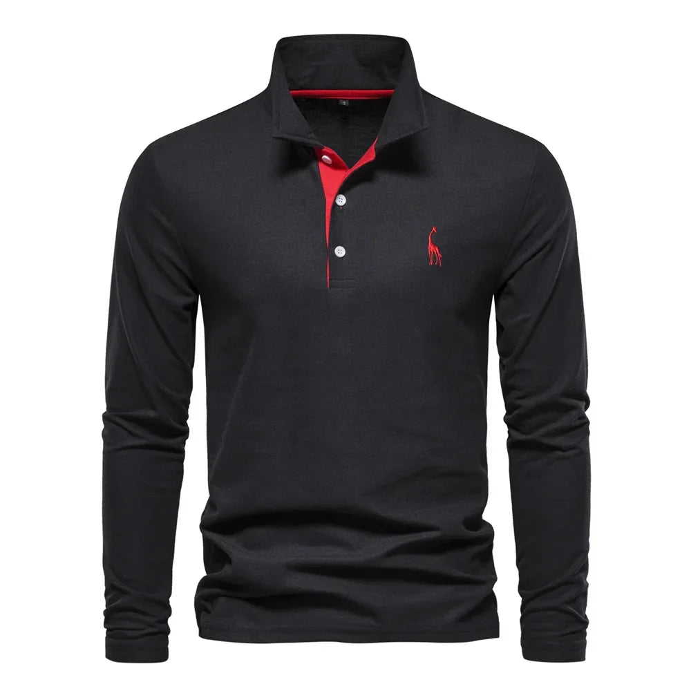 Polo manches longues à patte contrastée