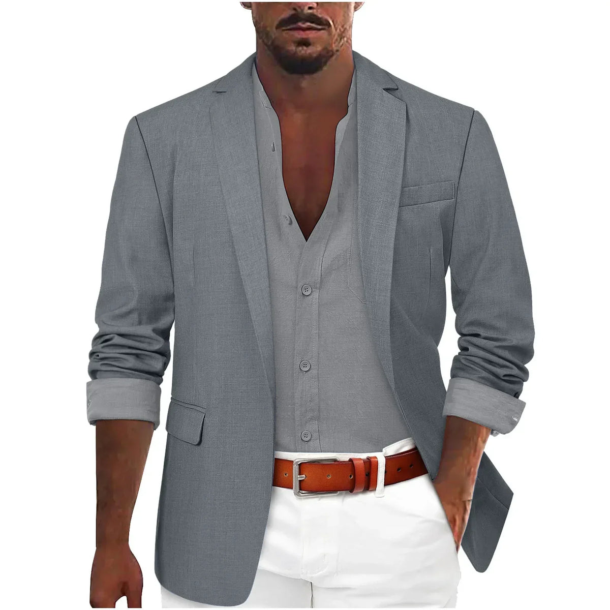 Blazer d'été col cranté poches à rabat
