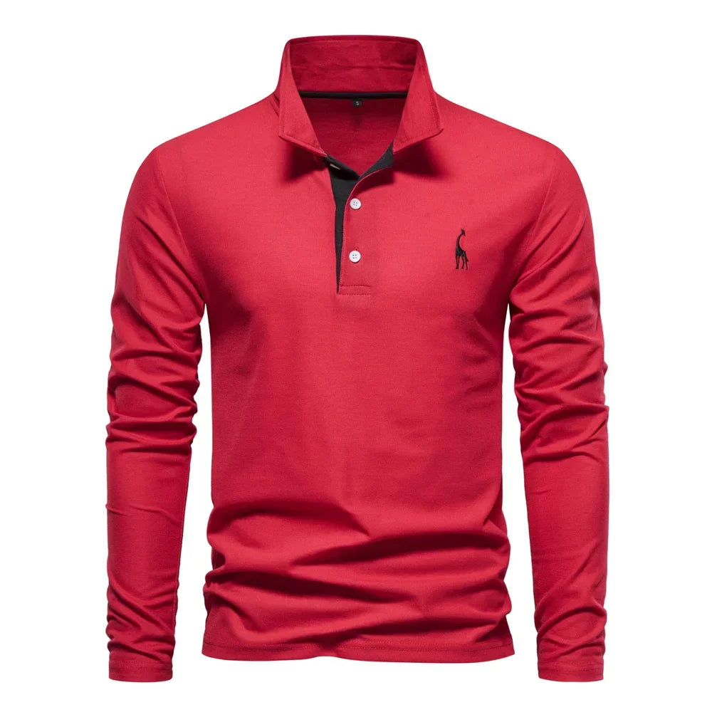 Polo manches longues à patte contrastée