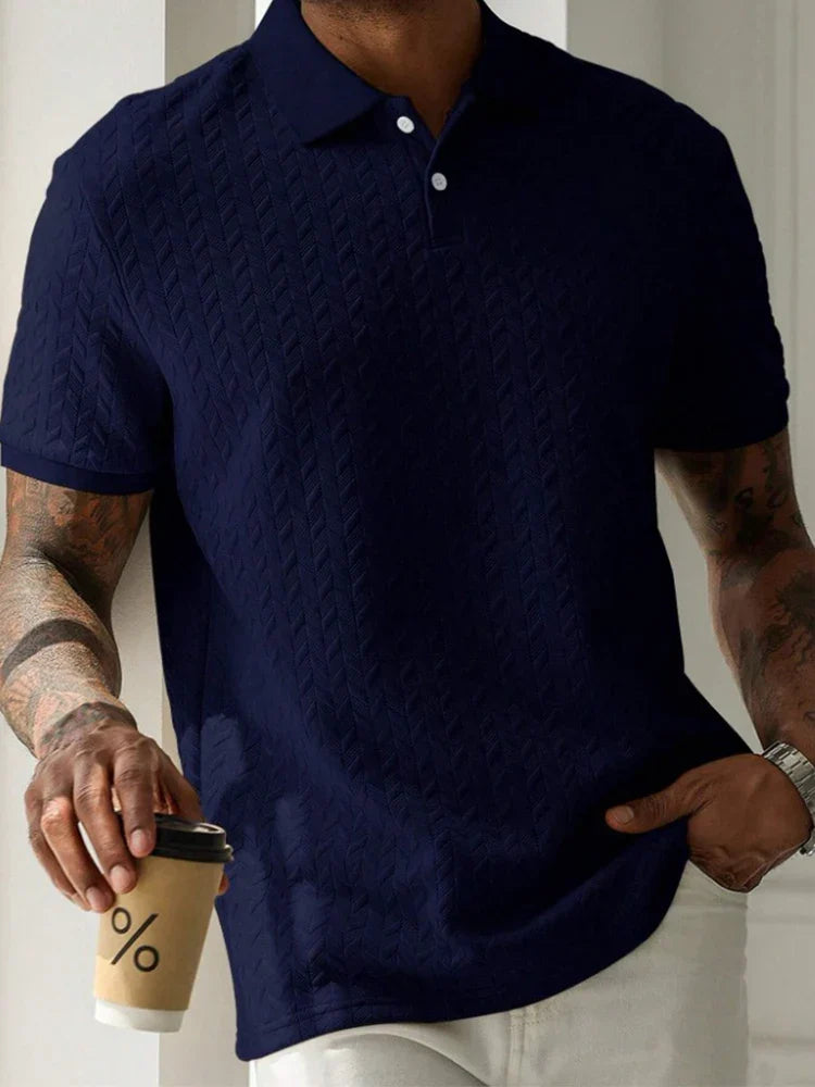 Polo texturé à col boutonné