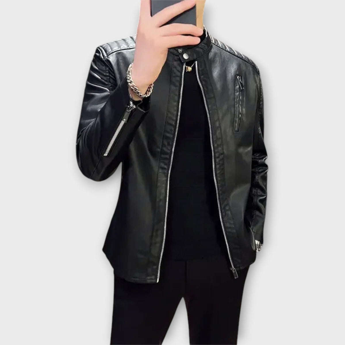 Blouson effet cuir esprit motard