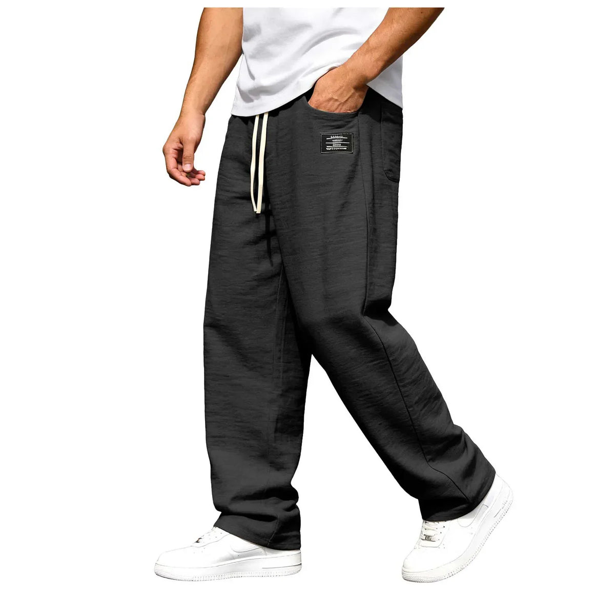 Pantalon droit ample à taille cordon