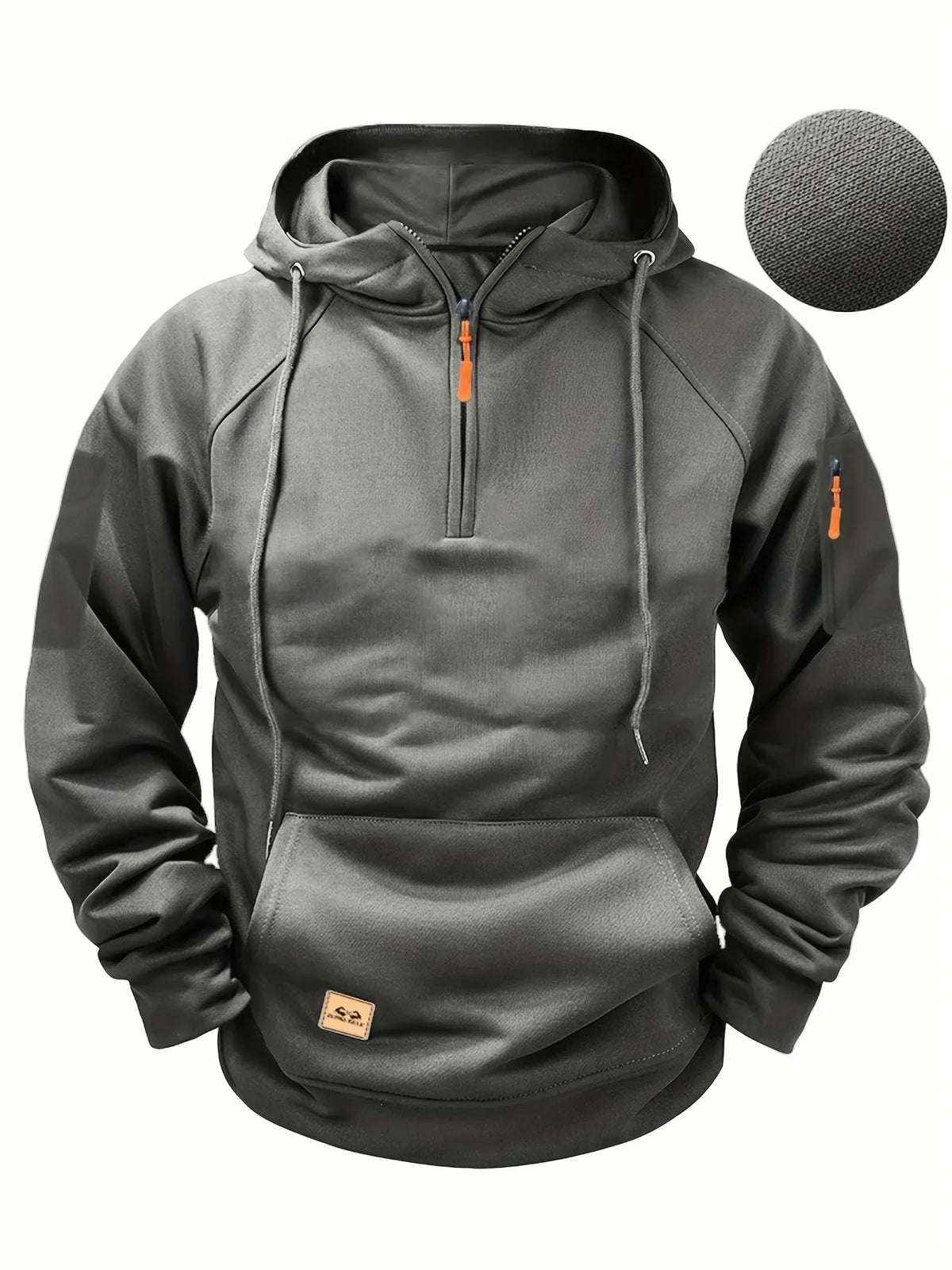 Sweat à capuche demi-zip poche kangourou