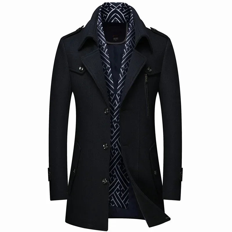 Manteau mi-long aspect lainage avec écharpe