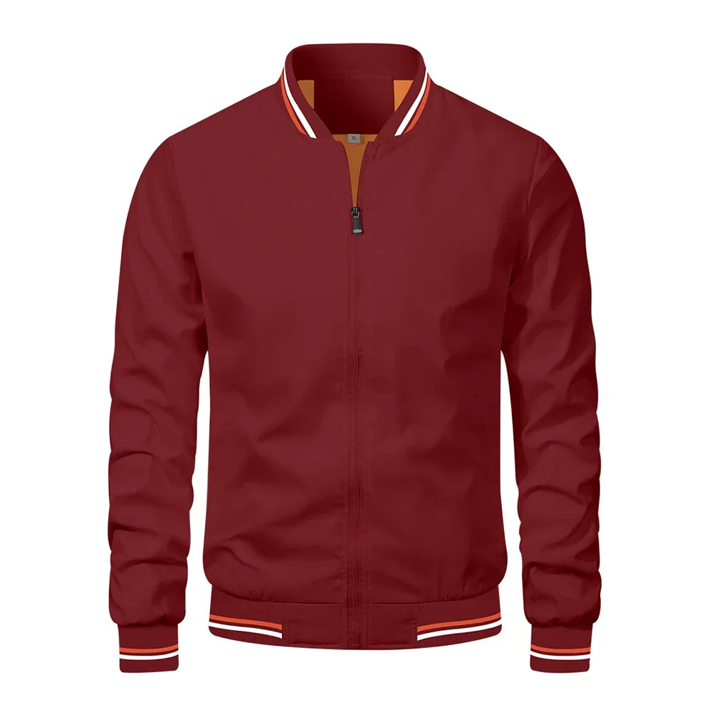 Veste zippée col montant bandes contrastées