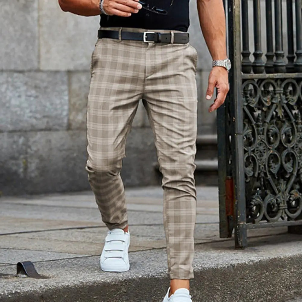 Pantalon décontracté à carreaux coupe confortable motif classique homme – Cahors