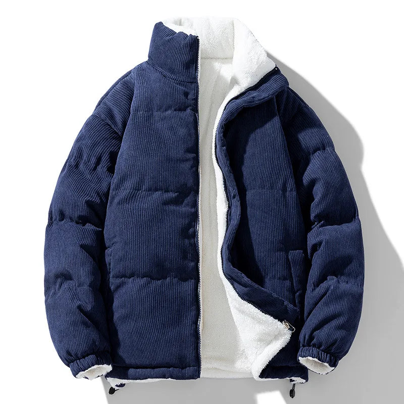 Blouson matelassé velours côtelé doublure peluche