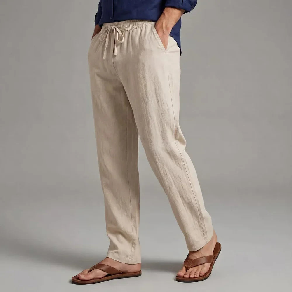 Pantalon aspect lin coupe classique