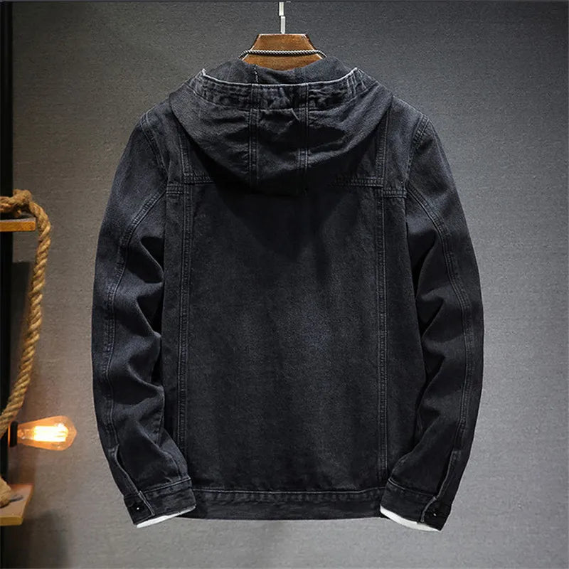 Veste en jean à capuche boutonnée