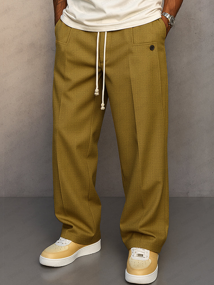 Pantalon large à plis taille cordon pour le quotidien homme – Draguignan