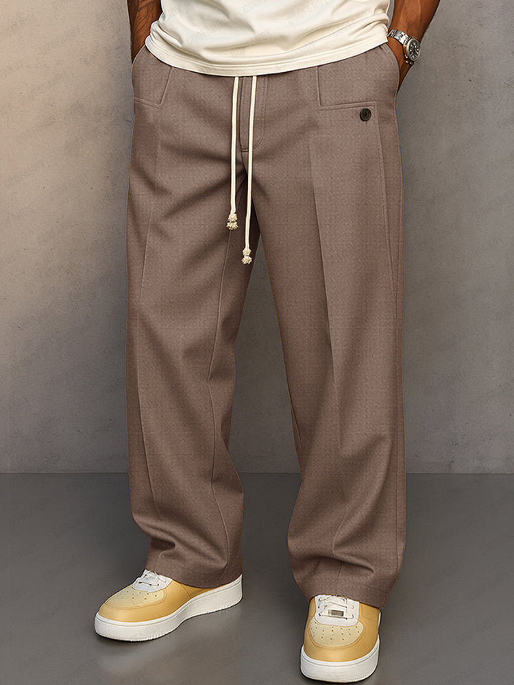 Pantalon large à plis taille cordon pour le quotidien homme – Draguignan