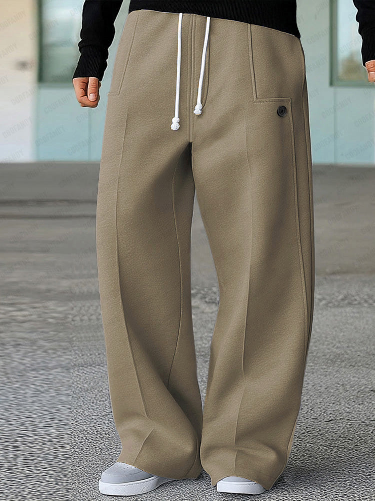 Pantalon large taille à cordon gris