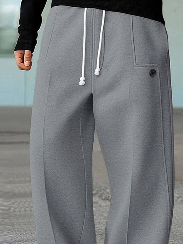 Pantalon large taille à cordon gris