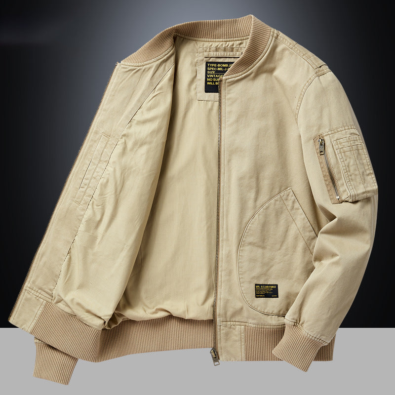 Blouson bomber zippé à bords côtelés