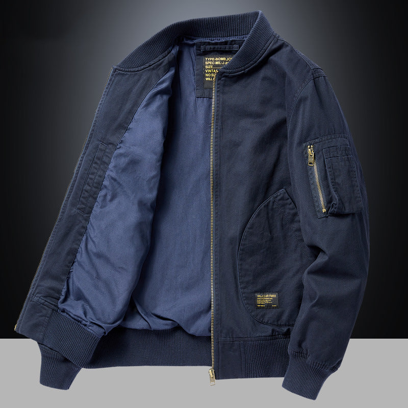 Blouson bomber zippé à bords côtelés
