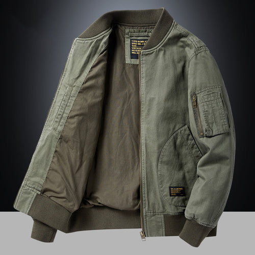 Blouson bomber zippé à bords côtelés
