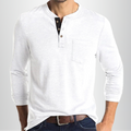 T-shirt henley manches longues poche poitrine coupe décontractée polyvalente homme – Oloron