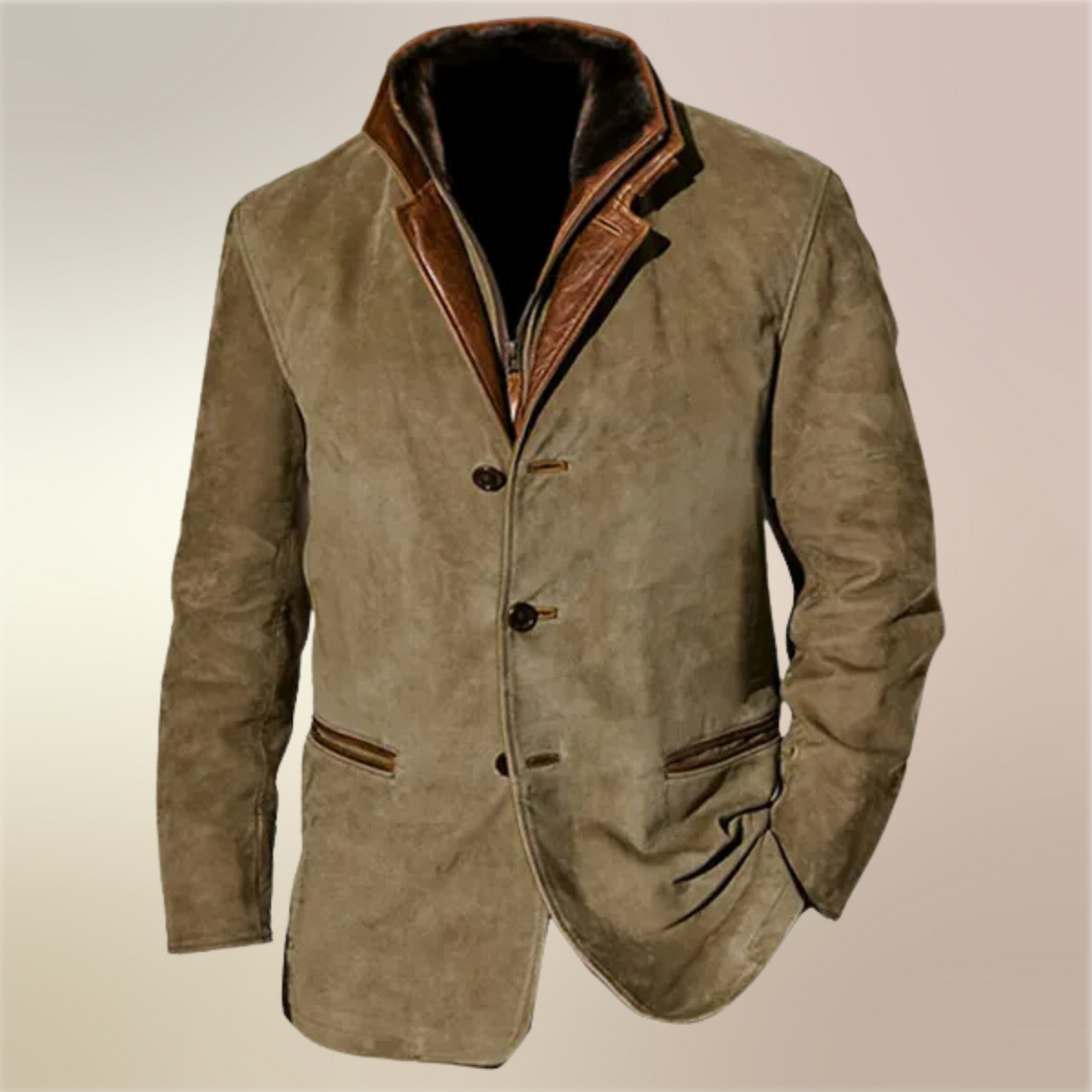 Veste en daim doublée coupe ajustée vintage finition soignée homme – Nanteuil