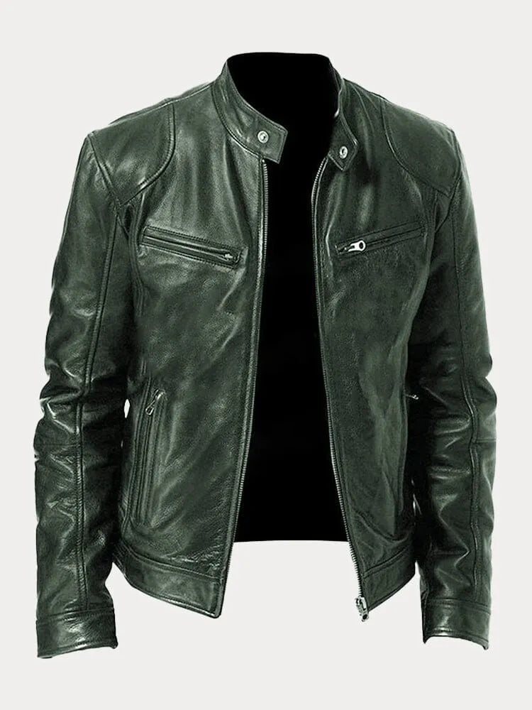 Veste en cuir élégante intemporelle finition soignée homme – Doué