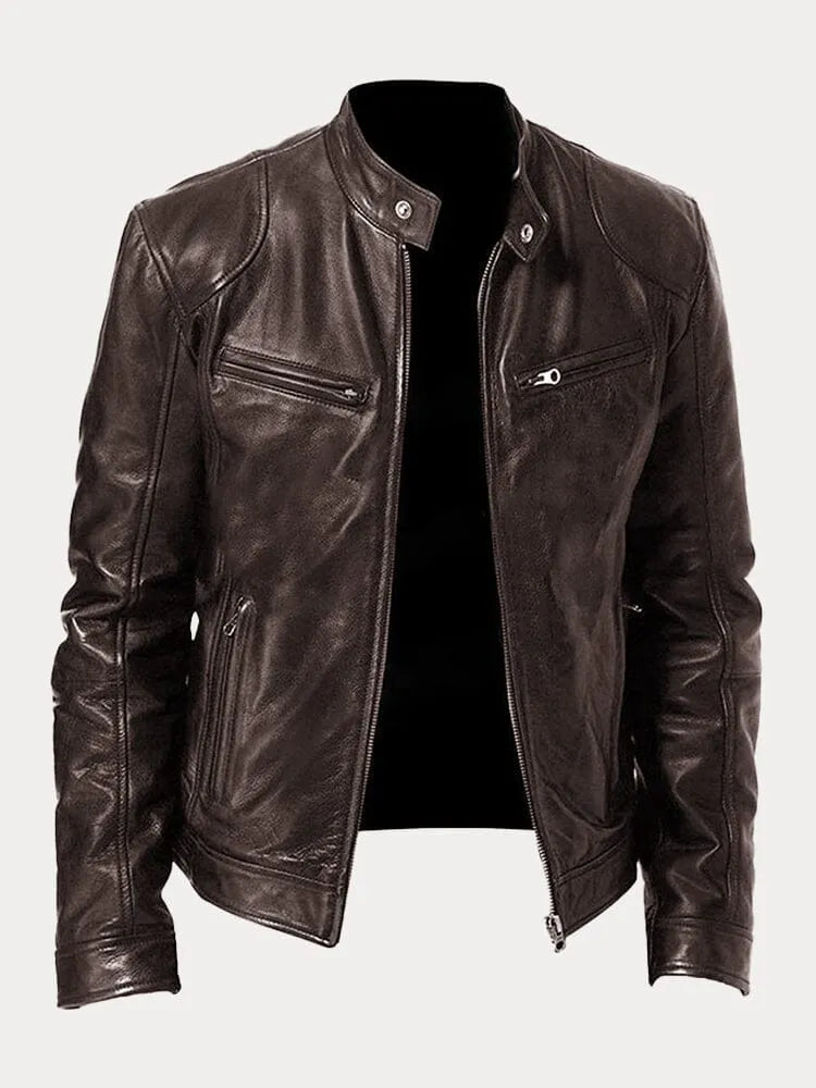 Veste en cuir élégante intemporelle finition soignée homme – Doué