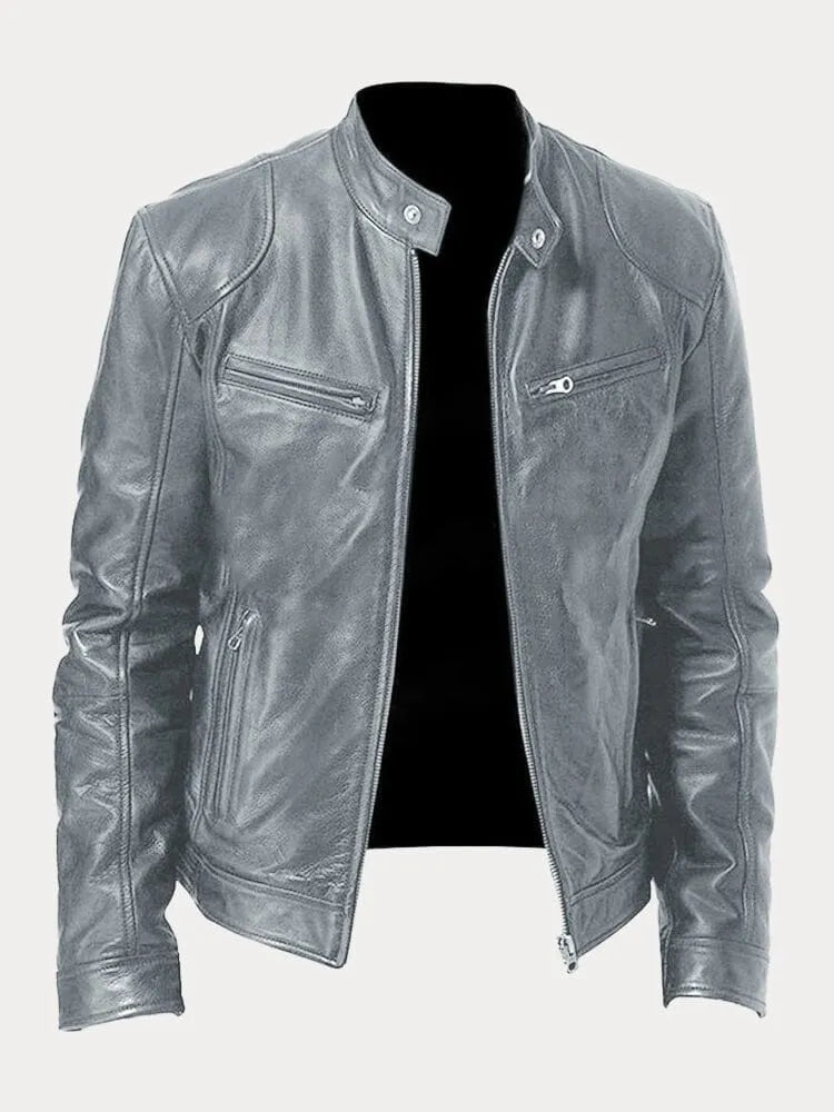 Veste en cuir élégante intemporelle finition soignée homme – Doué