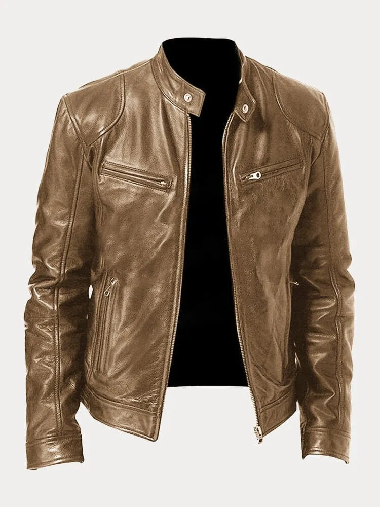 Veste en cuir élégante intemporelle finition soignée homme – Doué