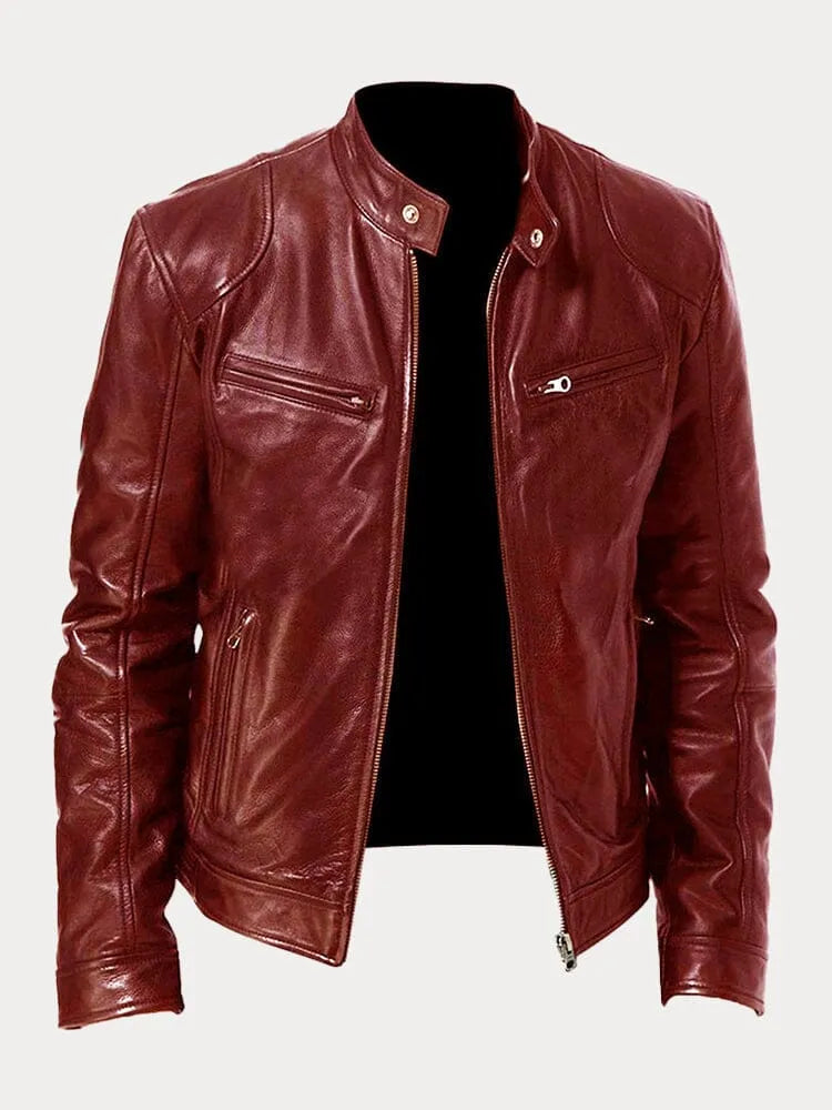Veste en cuir élégante intemporelle finition soignée homme – Doué